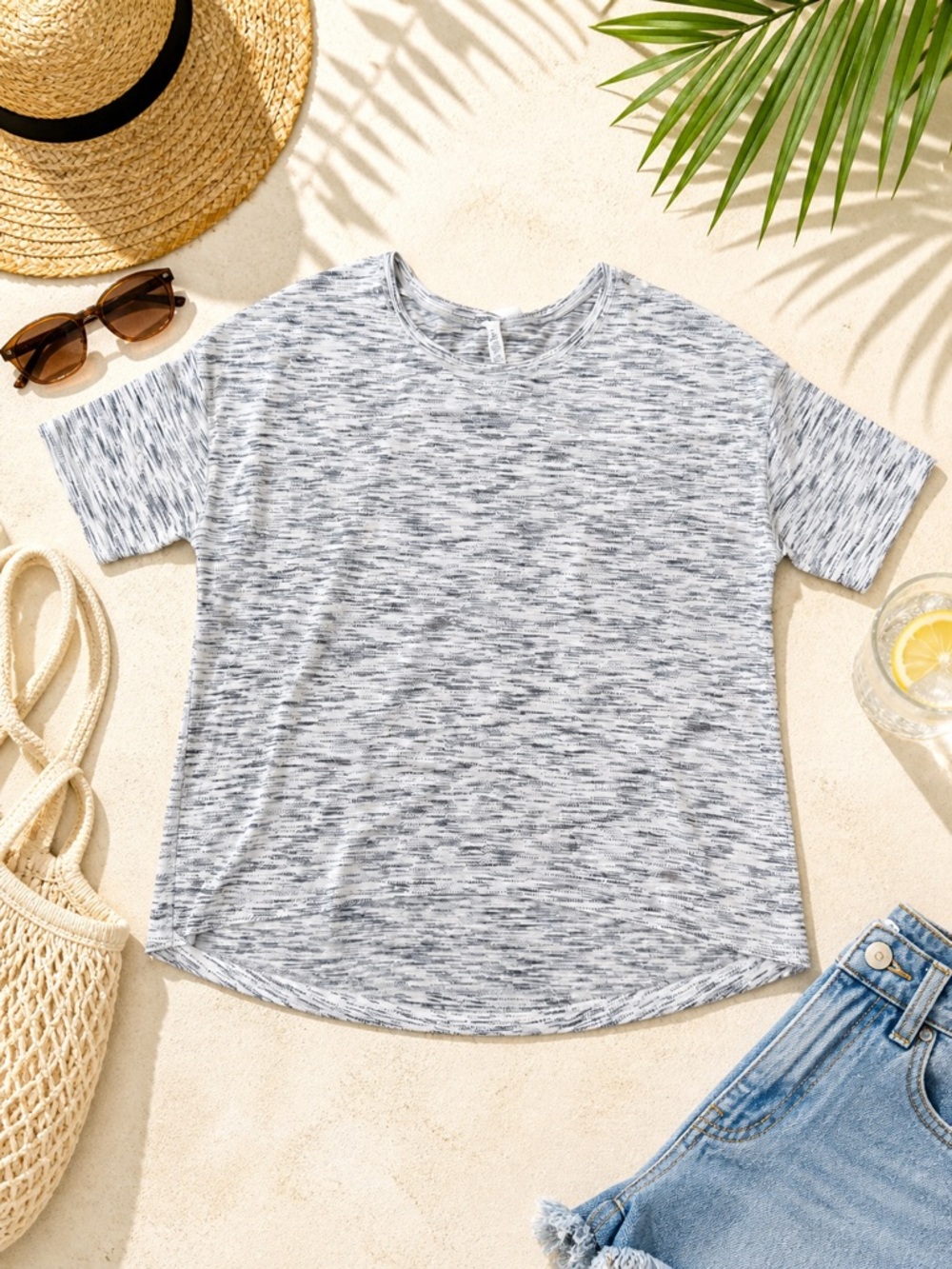 Lululemon Athletica White Gray Marled Short Sleeve Tee Size 10
